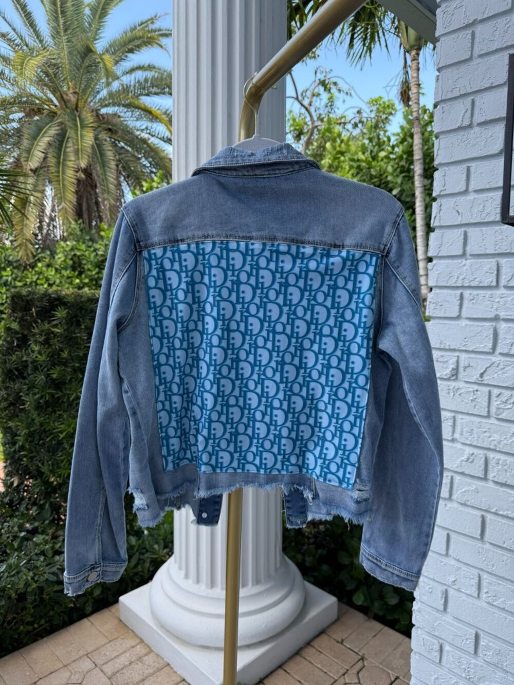 h-trailz Monogram Back Panel Denim Jacket Size Large